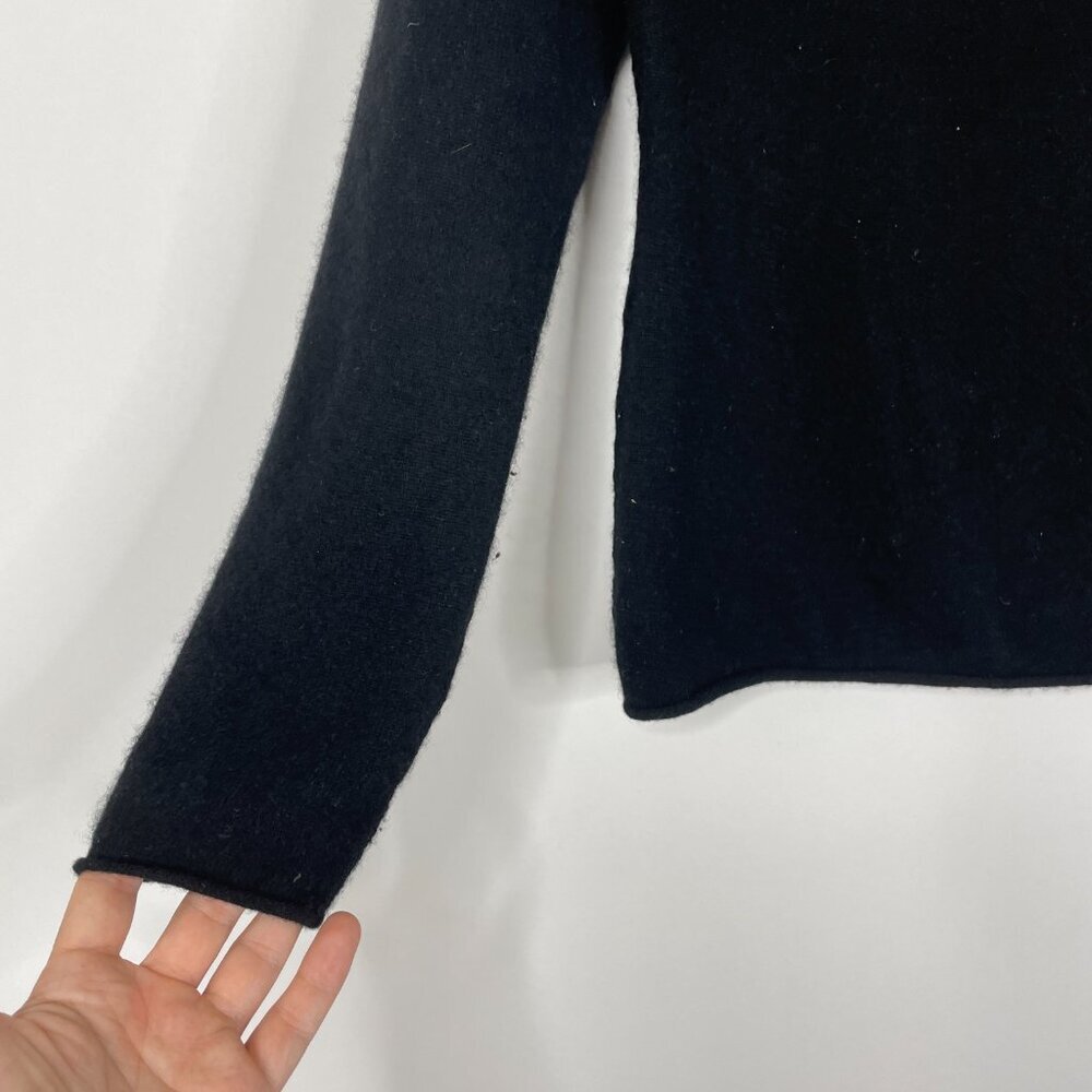 Cashmere Patched V Crew Neck Sweater Black M #5742 - Picture 7 of 12